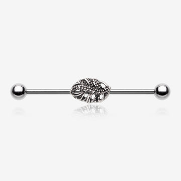 Vintage Filigree Leaflet Industrial Barbell-Steel